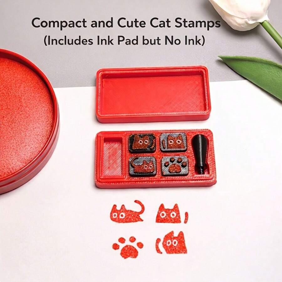 1pc Cute Cat Stamp (Without Ink Pad And Storage), Cartoon Design Is An Ideal Choice For Charming Diary, Rewards, Scrapbooking, Notes, DIY - Sets - View 1