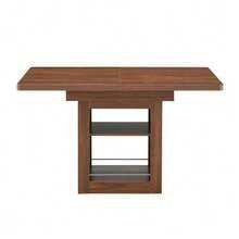 Modern Extendable Walnut Wood Dining Table With Shelf, Space-Saving Wooden Kitchen Table For 4 To 8 People, Extendable Dining Table With Metal Rails - 棕色 - 查看 6