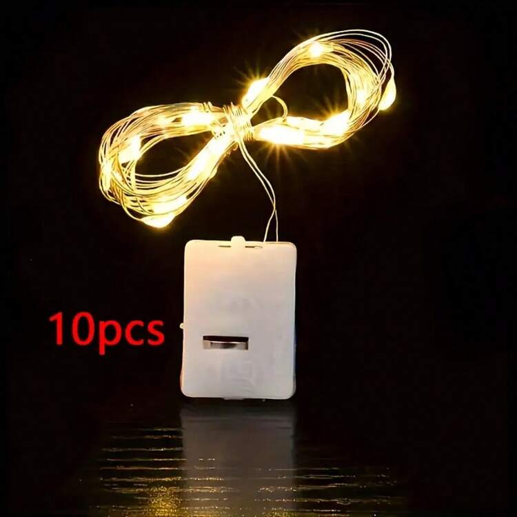 5/10pcs/Pack 1m LED Copper Wire Lights String, Bouquet Decor Atmosphere Colorful Lights, Small Lights String, Flowers, Gift Decor Lights! - Yellow - View 7