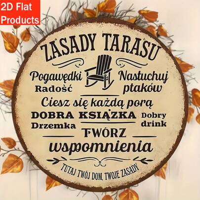 1pc Vintage Wooden Polish Sign Plaque Decor - Suitable For Garden, Patio, Balcony And Villa Decoration, Enhancing Atmosphere With Unique Style, Adding Elegance To Your Home, Perfect Room Decor And Holiday Gift, Pre-Drilled Holes As Shown In Size