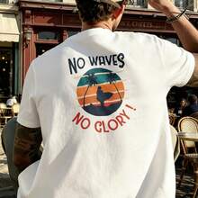 Men's T-Shirt No Waves No Glory Comfortable And Versatile Outdoor Casual Short Sleeve - White - View 3