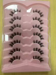 7 Pairs 12mm Short Crinkle Shape Cat Eye Appearance Tail Striped Crinkle, Eyebrow, Fake Crinkle - Multicolor - View 7