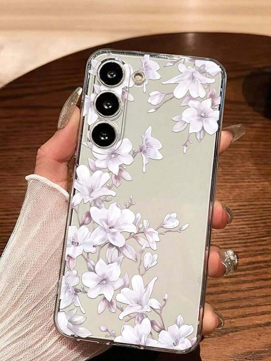 1 Piece Soft Romantic Fashion Floral Print Phone Case Compatible With Huawei Honor, Galaxy A04e/12/A13/A14/A34/A50/A52/A53/A54/S21/S22/S23/S24/S25/S25Ultra/S25FE/S26/S26 PLUS/S26 ULTRA/S26 EDGE, 6A/7A/8A, 12T/13T/15T/15T Pro - 透明 7 - 查看 1