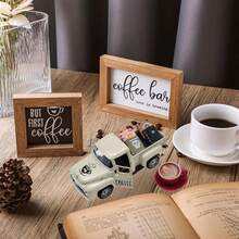 1pc Vintage Mini Metal Pickup Truck Decor For Coffee Bar, Includes Book Accessory, Suitable For Coffee Station, Farmhouse Style Tiered Tray Tabletop Decor, Home Kitchen, Office, Cafe - Coffee Version - View 4