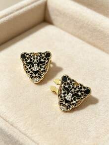 2pcs Leopard Print Shirt Buttons, Floral Sleeve Clips, Suitable For Dresses, Weddings, Formal Gowns, Fashion Accessories Gifts - Gold - View 4