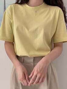 Plain Colored Summer Drop-Sleeve T-Shirt. Basic And Versatile. - 白色 2 - 查看 8