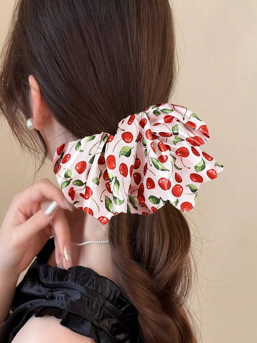 1pc Fruit Pattern Elastic Hair Scrunchie, Versatile Oversized Elastic Hair Tie Hair Accessory Ponytail - Multicolor - View 1