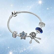 PANDORA Star Wish Sparkling Bracelet Set 925 Silver DIY Bracelet Set Couple Basic Bracelet Set 925 Silver Bracelet Set Girlfriend Gift Birthday Gift Christmas Gift Mother's Day Gift Back To School Gift - Blue - View 4
