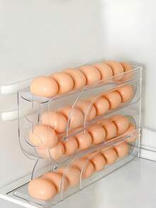 3-Layer Automatic Rolling Kitchen Egg Storage Box - Transparent Plastic Space Saving Partition, Anti Slip Design, Egg Storage Rack Suitable For Refrigerator, Food Storage Room And Door Storage - Suitable For Eggs And Other Items - Multicolor - View 2