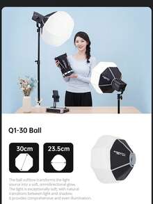 Ambitful Q1 Softbox Mini con Montura Bowens de Instalación Rápida, con Rejilla de Panal y Lámina de Difusión, Portátil para Fotografía en Exteriores - Ver 10
