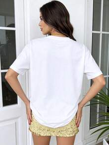 Retro Lemon Humor Goose Printing Summer Women's Neck Loose Casual Pure Cotton T-Shirt, Funny And Satirical Goose Printing Top , 2026 New Model Refreshing Summer Tops-Tee Shirts Women Cute Funny Graphic Tees, 4th Of July Outfit Women Summer Graduation Outfits - 白色 - 查看 2