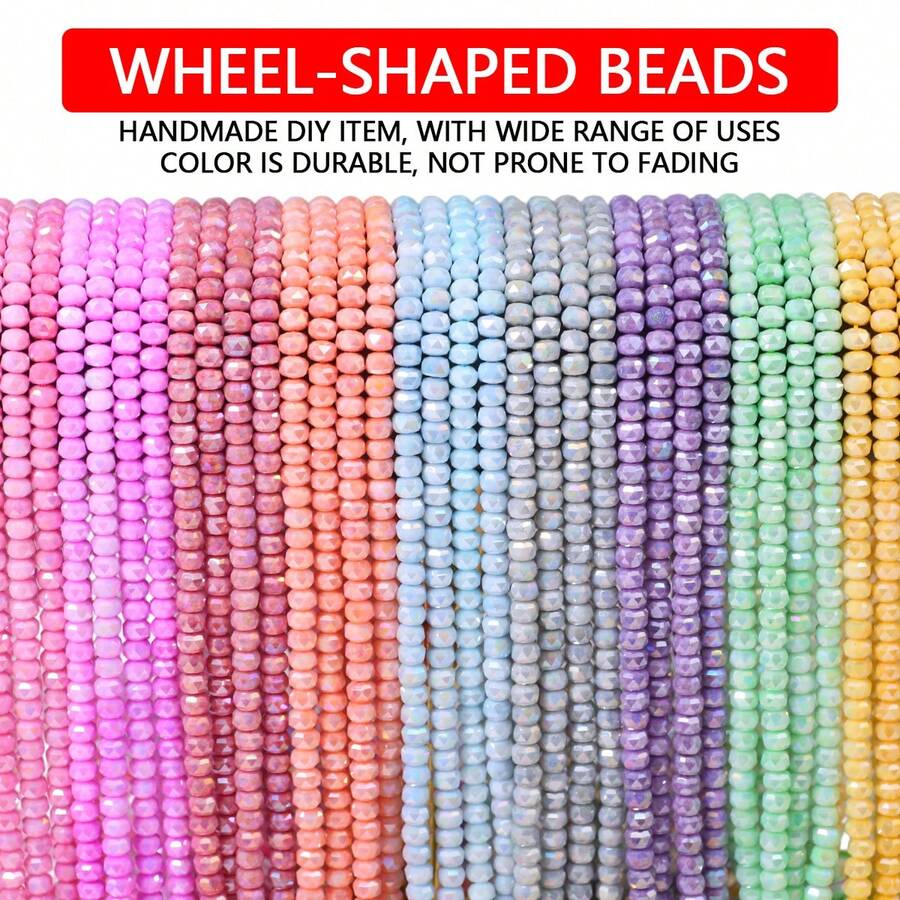 Aproximadamente 41 piezas de cuentas de vidrio rondelle de 6mm de colores variados, materiales para hacer joyas DIY para collares, pulseras, aretes