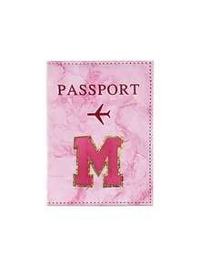 1pc Passport Cover With Rose Red Towel Embroidery And A-Z Letter Print, Unisex RFID Vintage Business Passport Holder, Multifunctional Travel Organizer Pouch, Travel Accessories, Travel Wallet, Passport Case, Beach Holiday Bag, Summer - Pink - View 25