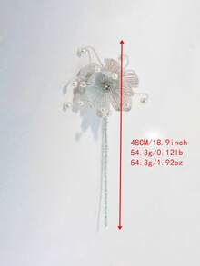 1支优雅白色珍珠仿真花闪亮水钻装饰人造花婚礼手持花创意礼品花束,适用于婚礼装饰、求婚派对、节日家居装饰、花瓶填充 - 白色 - 查看 8