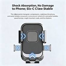 360 Degree Rotating Shockproof Motorcycle Phone Holder, 6-Claw Secure Bicycle Electric Scooter Phone Mount - Black - View 5