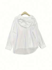 Talla Grande - Talla Grande - Estilo Didi Dirigido Mujer Talla Grande Color Sólido Encaje Patchwork Protector Solar Chaqueta de Manga Larga - Blanco - Ver 4