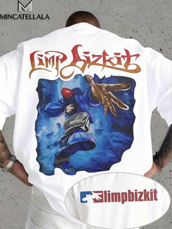 Limp Bizkit Retro Band,Men's T-Shirt, Men's Summer Clothing, Couple Outfits, Holiday Clothing, Crew Neck Casual Fashion, Suitable For Going Out Or Weekend Vacations, Boyfriend Gift