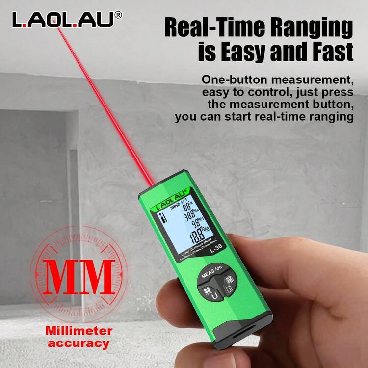 L.A.OL.A.U L.AOL.AU New Home Decor Laser Distance Meter 30m / 50m Optional Type-C Rechargeable High Precision Multi-Mode Measurement 50 Sets Data Storage Electronic Angle (50m Model Only) Mini Portable Renovation Measuring Tool - Mint Green - View 9