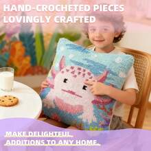 LUDOTEK Colorful Axolotl Hook Kits Adults Beginners Cute Animals Hook Pillow Kit Pre-Printed Hook Rug Kits-Embroidery Cushion Home Sofa Decoration 17x17 In. - Axolotl - View 8