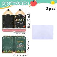 2-12pcs Back To School Party Teacher Appreciation Cards With Envelopes Thank You Cards For Teachers Bulk School Theme Greeting Cards For Back To School End Of Year Teacher Appreciation Week Graduation Party Supplies - View 5