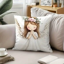 1/2/4 Buah Sarung Bantal Malaikat Kartun Lucu, Beludru Kulit Persik, Cocok untuk Semua Musim, Sesuai untuk Dekorasi Sofa, Isian Bantal Tidak Termasuk - MultiWarna - View 3
