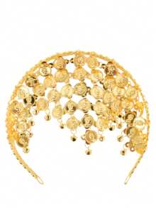 Kit Tiara + Pulseira + Colar E Lenço Moedas Árabe Dança - rosa claro - Visão 7