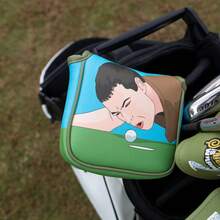 1pc Funny Personalized Putter Head Cover, PU Magnetic Closure Golf Club Sleeve, Ball-In-Hole Design Golf Putter Cover - Multicolor - View 1