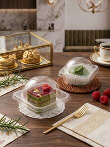 10/50pcs Kotak Kemasan Persegi Transparan Tebal yang Ditingkatkan, Cocok untuk Tiramisu, Kue Lapis, Mousse Susu Kedelai, Makanan Penutup, dan Lainnya, Dapat Digunakan Kembali - MultiWarna - View 9