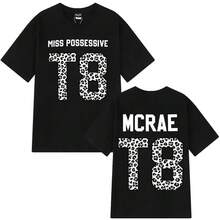 Camiseta de cuello redondo con estampado gráfico de leopardo de la gira de Tate McRae T8, 100% algodón, de manga corta, unisex, para hip-hop, verano - Negro - Ver 2