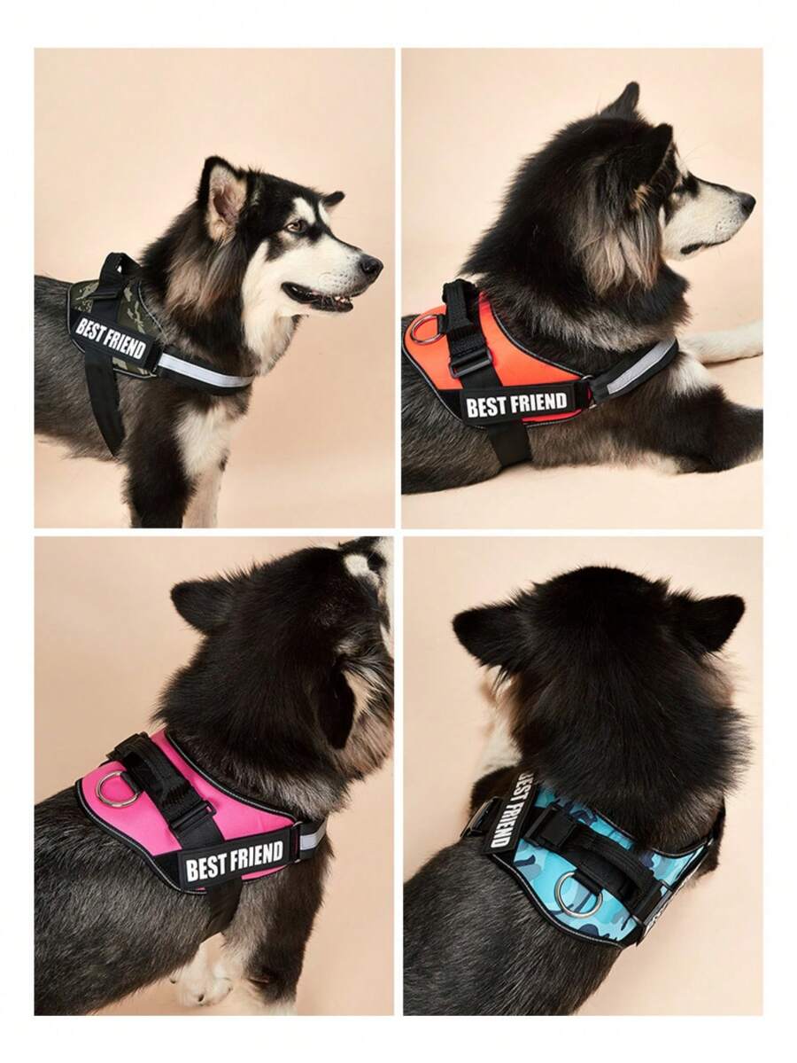 1pc Fluorescent Green Explosion-Proof Anti-Choke Luminous Dog Harness, Suitable For Small/Medium/Large Dogs Outdoor Walking & Training - Green - View 1