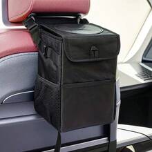 1pc Portable Car Trash Can With Lid, Waterproof Leak-Proof Car Garbage Can, Multi-Purpose Car Organizer, Suitable For All Vehicle Types - A - View 2
