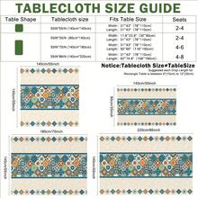 1pc Rectangular Polyester Tablecloth, Blue & Orange Tile Pattern Design, Single-Sided Printing, Suitable For Tabletop, Washable And Reusable, Applicable For Indoor, Outdoor, Patio, Wedding, Party, Dining, Craft Exhibition, Banquet Decoration - Multicolor - View 3