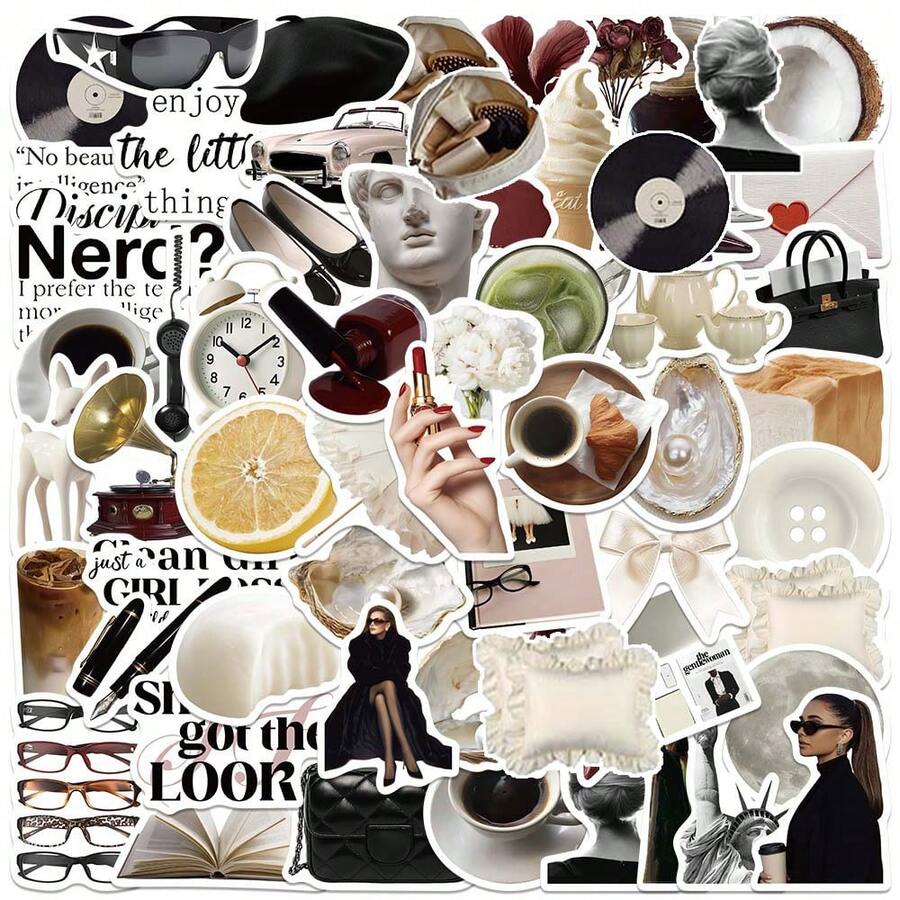 60 miếng nhãn dán văn phòng nữ sạch sẽ, nhãn dán thẩm mỹ, nhãn dán thời trang công sở, nhãn dán scrapbook, nhãn dán nhật ký, nhãn dán Y2K Downtown, quà tặng Y2K, nhãn dán phong cách Groovy, nhãn dán vinyl chống nước cho phong bì, bình nước, máy tính, laptop, điện thoại, hành lý, sổ tay, tủ lạnh