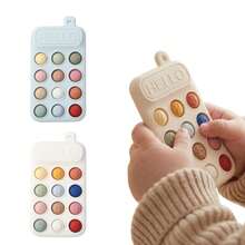 Baby Silicone Phone Teether, Dopamine Colorful Series, Multiple Colors To Attract Baby's Attention, Chewable, Relieve Teething Discomfort, Multi-Functional Press And Stress Relief Toy - Multicolor - View 2