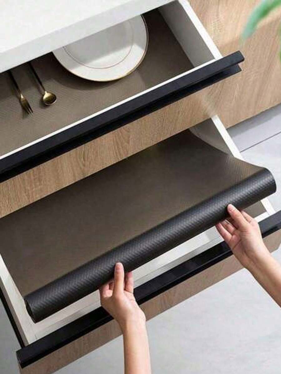1 Roll Clear Black Shelf Liner, Small Non-Slip Cabinet Liner, Clear Non-Adhesive Drawer Liner, EVA Waterproof Refrigerator Mat, Easy To Cut Cabinet Liner For Shelves, Tables, Cabinets, Kitchens, Storage Racks. (Small 11.8 Inches*59 Inches/30*150cm)