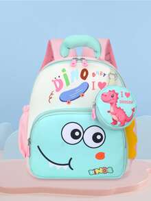 Cute Cartoon Dinosaur Backpack, Lightweight Small Backpack For Kindergarten Kids, Suitable For School, Travel And Play - A - View 3