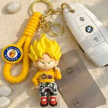 MINISO Dragon Ball Master Roshi Keychain, Anime Mini Figure Bag Charm With Braided Wrist Strap, Dragon Ball Pendant & Gold Tone Clip Hook, Backpack Purse Accessory, Back To School Gift - Style 2 - View 3