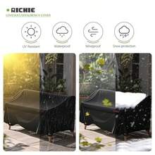 RICHIE - Funda de sofá de 3 plazas resistente al agua para exteriores con ventilación de aire resistente a los rayos UV para muebles de patio de 90 pulgadas de ancho x 34 pulgadas de profundidad - 1 paquetenegro - Ver 7