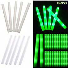 102 Varitas de Espuma LED Luminosas, Bastones de Rally, Varitas Luminosas Intermitentes para Fiestas, Varitas de Espuma LED Luminosas Intermitentes para Espectáculos, Fiestas de DJ, Bodas, Cumpleaños, Navidad, Halloween, Eventos y Festivales - Verde - Ver 12