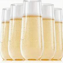 2/4/8/10/24入 266ml 透明壓克力派對杯，耐衝擊，透明壓克力香檳杯，適用於水、果汁、雞尾酒、葡萄酒和甜點。非常適合餐飲活動、大型場地、餐廳和婚禮，畢業季慶祝杯、生日派對、節日、情人節、聖誕節和除夕夜。[可重複使用] - 查看 5