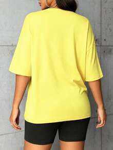 Home Casual Round Neck T-Shirt And Shorts Set - Multicolor - View 4