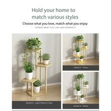 1 Piece Of Multi-Layered, Multifunctional Floor Flower Stand, Storage Rack, Wooden-Style Flower Pot Storage Rack, Simple Home Bedroom Decor Item. - View 2