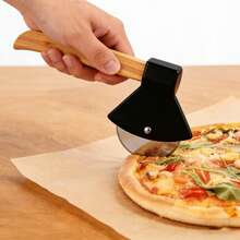 Set Of 4 Pizza Cutters With Bamboo Handles And Sharp Rotating Blades, Perfect For Pizza, Bread, Cakes, And More-Red And Black Color Scheme - View 4