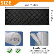 Cubierta aislante para manguera de escape de aire acondicionado portátil de 5 pulgadas y 5.9 pulgadas, fácil instalación con correa ajustable, disponible en gris claro y negro - A - Ver 12