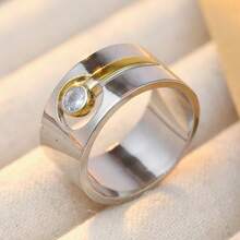 Bohemian Dual-Tone Ring Inlaid With Round Synthetic Cubic Zirconia, Ideal For Travel And Casual Daily Wear - Two-color - View 4