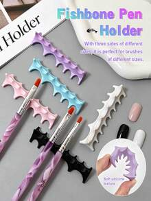 Silicone Fish Bone Pen Holder, Non-Slip Multi-Functional Nail Art Tool Storage - Multicolor - View 1