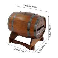 Vintage Wine Barrel Shaped Wedding Card Box, Premium Pinewood Guest Card Holder With Removable Lid, Large Capacity Envelope Collection Box For Wedding Party Baby Shower Graduation Party Decor - A - View 7