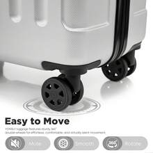 YONSLY 16 Inch Suitcase With Detachable Wheels 360° Combination Lock Double Zipper Soft Rubber Handle Trolley Travel Suitcase For Vacation - 銀色 - 查看 5