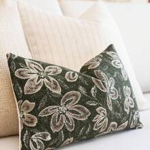 1pc Floral Decorative Throw Pillow Case, Farmhouse Cushion Cover Suitable For Sofa, Living Room, Bedroom Home Decor - Olive Green - View 7