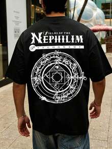Men's Loose-Fit Short-Sleeve T-Shirt Sommerliches Herren-T-Shirt Aus Reiner Baumwolle Mit Gothic-Rock-Print. Lightweight, Stylish, Soft And Breathable - Black - View 2